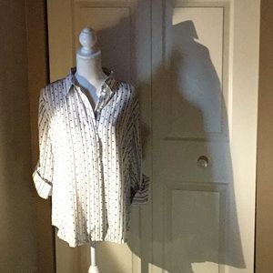 Loft, hidden button down, tab roll sleeves